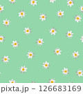 Seamless pattern white water lilies on green background. Lily floral bloom repetiting print, vector eps 10 126683169