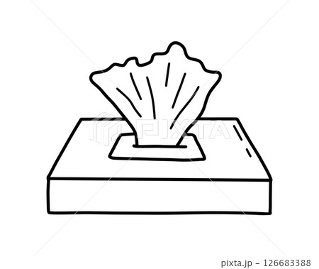 Tissue box hand drawn in doodle style. Vector line art illustration. Tissue box hand drawn in doodle style. Vector line art illustration. 126683388