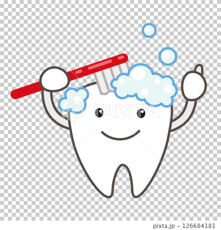 正在刷牙的牙齒角色 正在刷牙的牙齒角色 126684181