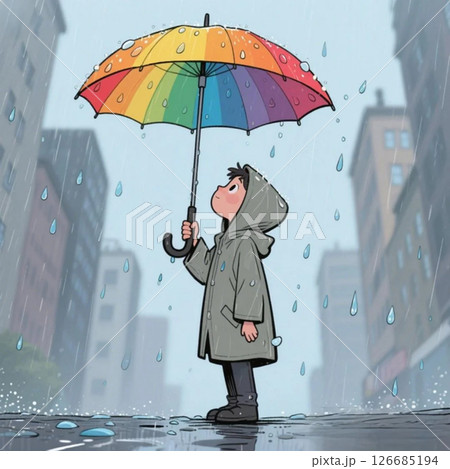 雨の日に傘をさす人 雨の日に傘をさす人 126685194