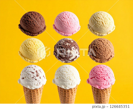 いろいろなフレーバーのアイスクリーム　夏 126685351