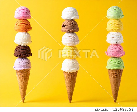 いろいろなフレーバーのアイスクリーム 夏 いろいろなフレーバーのアイスクリーム 夏 126685352