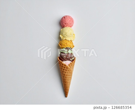いろいろなフレーバーのアイスクリーム 夏 いろいろなフレーバーのアイスクリーム 夏 126685354
