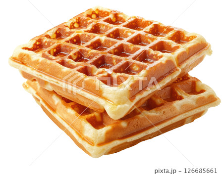 Waffles stacked isolated on white background  PNG transparent. 126685661