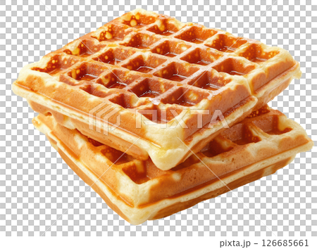 Waffles stacked isolated on white background  PNG transparent. 126685661