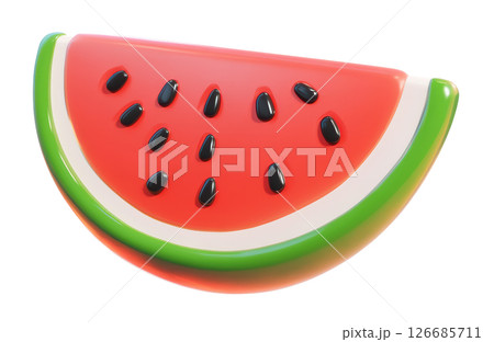 Watermelon fruit 3d isolated on white background, PNG transparent clipart. 126685711