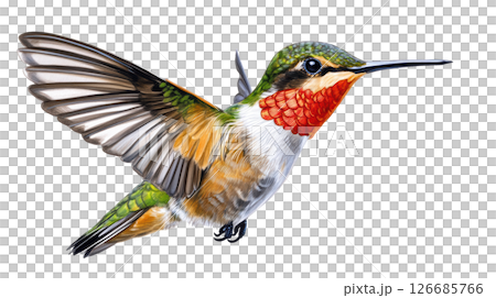 Hummingbird  isolated on white background, PNG transparent. 126685766