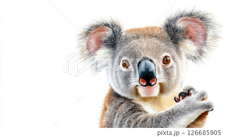 Koala bear isolated on white background. 126685905