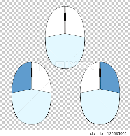 Simple mouse illustration material Blue light blue design Black and white lines Left and right click PNG transparent background 126685962