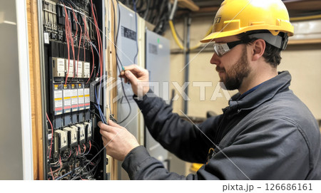 Technician maintenance electric in office factory. 126686161