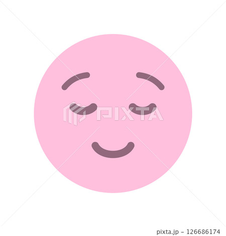 目を閉じで微笑むシンプルでかわいい絵文字 - 満足や感謝・リラックスやマインドフルネスのアイコン素材 目を閉じで微笑むシンプルでかわいい絵文字 - 満足や感謝・リラックスやマインドフルネスのアイコン素材 126686174