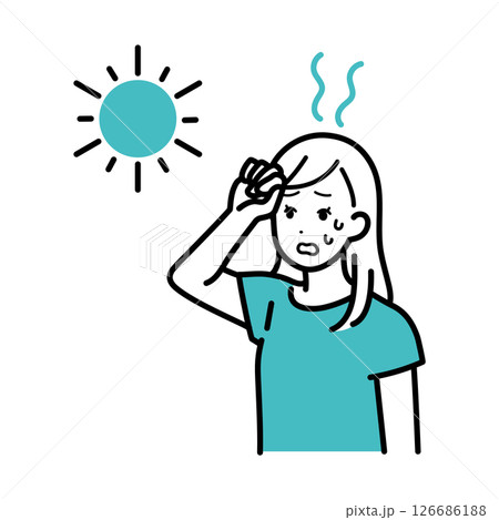 猛暑で体調を崩す女性のイラスト 猛暑で体調を崩す女性のイラスト 126686188