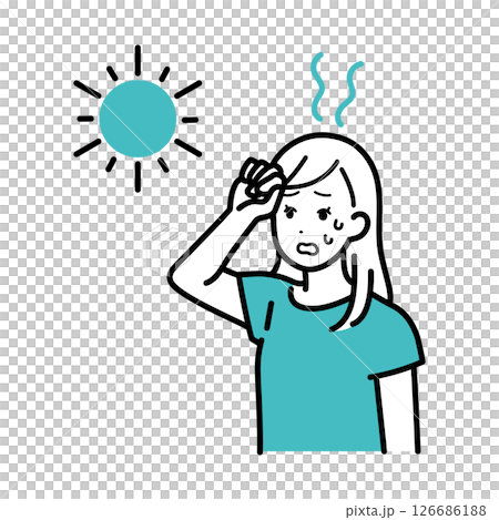 猛暑で体調を崩す女性のイラスト 猛暑で体調を崩す女性のイラスト 126686188