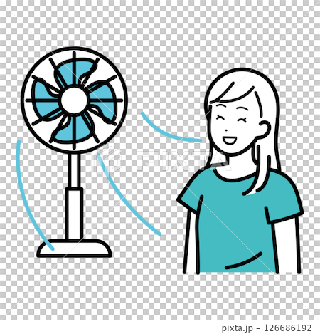 扇風機で涼む女性のイラスト 126686192