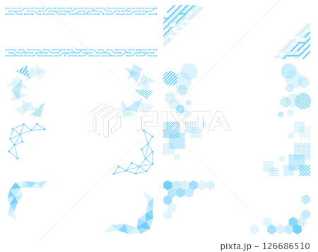 水色のサイバーな見出し飾りフレームセット 水色のサイバーな見出し飾りフレームセット 126686510