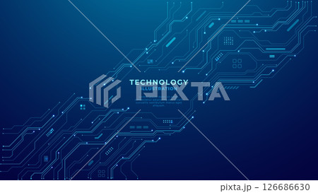 Abstract circuit board elements. Technology blue futuristic background Abstract circuit board elements. Technology blue futuristic background 126686630