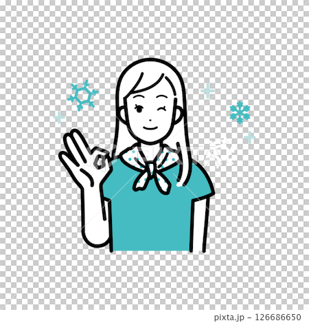 熱中症対策にネッククーラーを付ける女性のイラスト 126686650