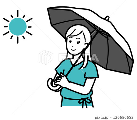 日傘をさす女性のイラスト 日傘をさす女性のイラスト 126686652