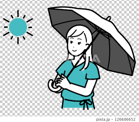 日傘をさす女性のイラスト 日傘をさす女性のイラスト 126686652