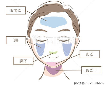 脱毛箇所の図　女性の顔 126686687