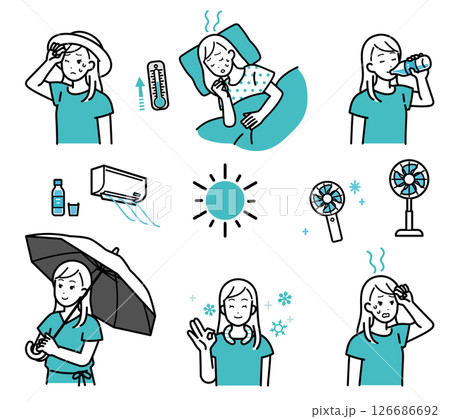 熱中症対策 イメージイラストセット 熱中症対策 イメージイラストセット 126686692