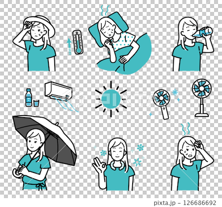 預防中暑插圖集 126686692