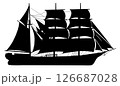 Sailing ship detailed vector silhouette 126687028