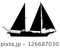 Sailing ship detailed vector silhouette 126687030
