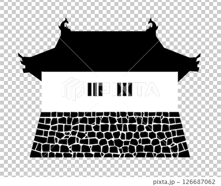 日本城堡塔樓的黑白插圖 日本城堡塔樓的黑白插圖 126687062