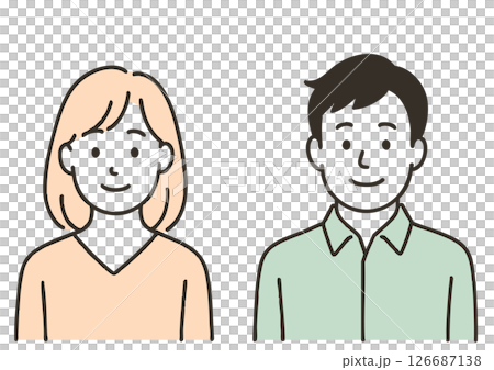 簡單的年輕男女半身像插畫 簡單的年輕男女半身像插畫 126687138