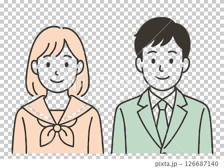 Bust-up illustration of male and female high school students in uniform 126687140