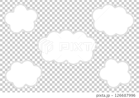 モクモクした雲形の吹き出しセットイラスト モクモクした雲形の吹き出しセットイラスト 126687996