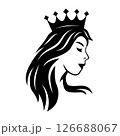 silhouette logo of queen's face with crown	 126688067