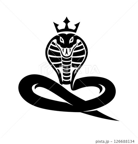 king cobra silhouette logo with crown vector	 126688134