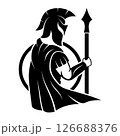 silhouette illustration of spartan warrior holding spear 126688376