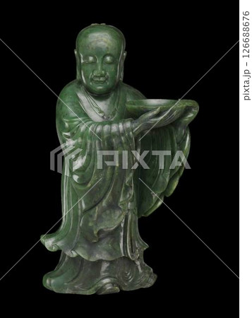 18th Century Chinese Jade Immortal Figure - Serene Carving 126688676
