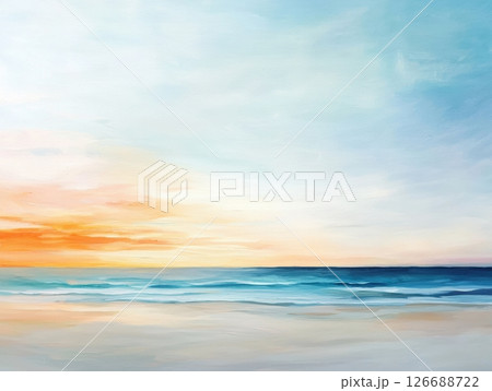 Serene sunset seascape  peaceful ocean beach painting 126688722