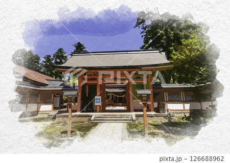水彩画風　出石神社　神門　兵庫県豊岡市 126688962