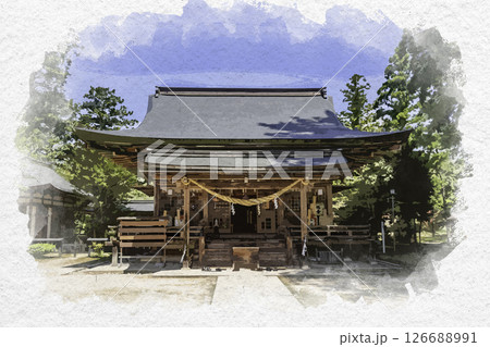 水彩画風　出石神社　拝殿　兵庫県豊岡市 126688991