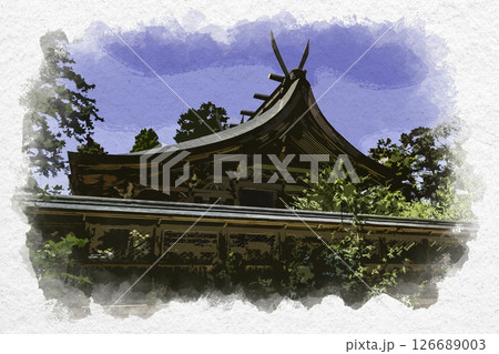 水彩画風　出石神社　本殿　兵庫県豊岡市 126689003