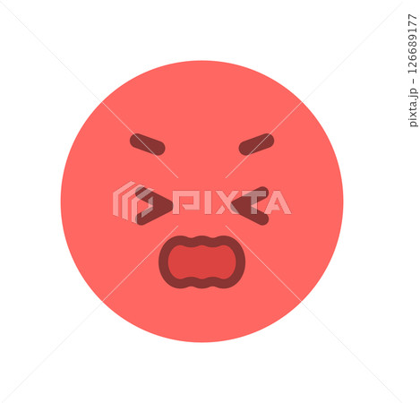 大声で叫んでいる顔の絵文字 - 怒っている人やクレーマーやケンカ、怒鳴る･キレるのイメージ素材 126689177