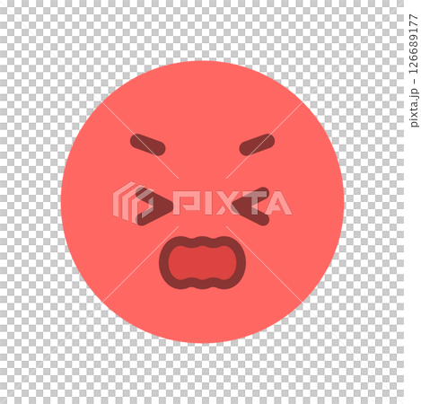 大声で叫んでいる顔の絵文字 - 怒っている人やクレーマーやケンカ、怒鳴る･キレるのイメージ素材 126689177