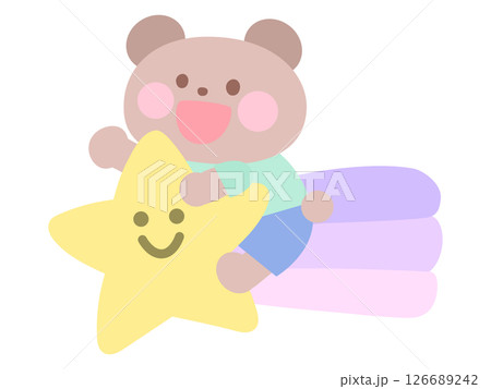 流れ星につかまって空を飛ぶクマ 126689242