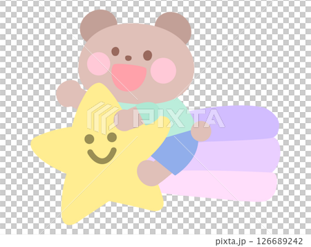 流れ星につかまって空を飛ぶクマ 126689242