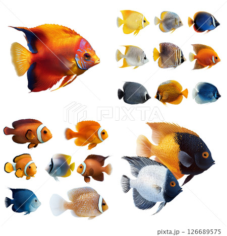 Vibrant Aquarium Fish Collection on Black Vibrant Aquarium Fish Collection on Black 126689575