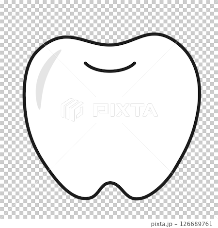 簡單的牙齒黑白線圖示插圖 簡單的牙齒黑白線圖示插圖 126689761