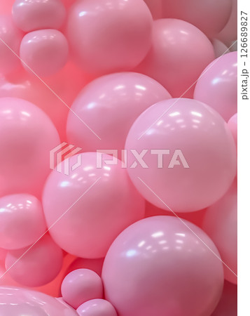 Close-up of Glossy Pink Balloons Creating a Soft and Bubbly Abstract Background for Celebration Designs Close-up of Glossy Pink Balloons Creating a Soft and Bubbly Abstract Background for Celebration Designs 126689827