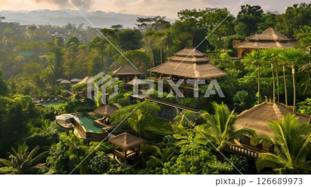 A luxurious resort amid lush gardens, offering spa treatments, gourmet dining, and panoramic ocean views. 126689973