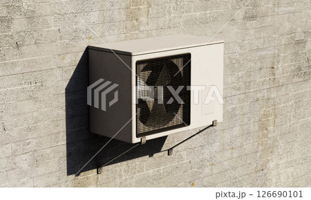 Vintage Outdoor Air Conditioner Unit. 3D Rendering. Vintage Outdoor Air Conditioner Unit. 3D Rendering. 126690101
