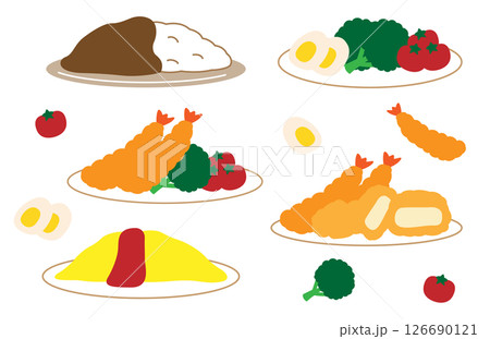 かわいい料理のイラストセット かわいい料理のイラストセット 126690121